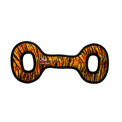 TUFFY - World's Tuffest Soft Dog Toy - MEGA Tug Oval - Squeakers - Multiple Layers. Made Durable, Strong & Tough. Interactive Play (Tug, Toss & Fetch). Machine Washable & Floats. (Tiger 2 Pack)