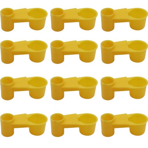 12Pcs Automatic Bird Drinker Feeder Plastic Soda Pop Water Bottle Cup or Pigeons Parrot Chicken Feeder Poultry Cage Cup Supplies (Yellow)