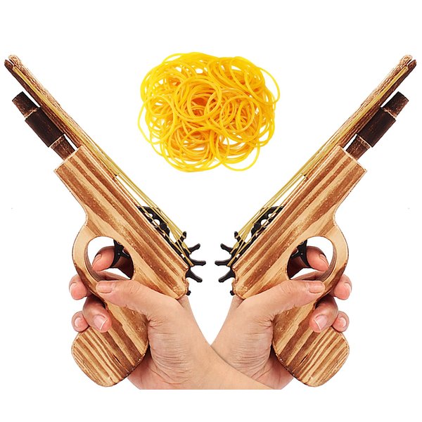xinlong 2 Pcs Wooden Rubber Band Gun Quality Wood & Handmade Kids Outdoor Toy 9 Inches Length