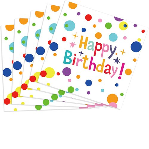 40PCS Birthday Party Supplies Happy Birthday Napkins Colorful Dots Designs Napkins Disposable Paper Napkins丨Dinner Picnic Cocktail Birthday Decoration for Girl Woman