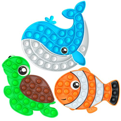 3 Pack Push Bubble Fidget Sensory Toys, Sensory Fidget Poppers Push Bubble Toy, Silicone Squeeze Autism Anxiety Stress Relief Popping Toys for Kids