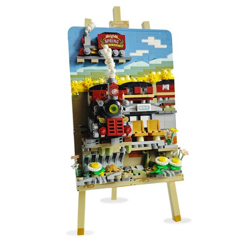 HOUXIPUPY Mini Spring-Train Building-Blocks Set- City Mini Train Three-Dimensional Drawing Ideas Locomotive Model Construction Building Blocks Collection Set 758 PCS for Adults and Family