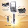 Curved Vented Boar Bristle Styling Detangling Hair Brush, Single White Anti-static Detangler Brush, Fast Blow Drying, Use on Long or Short Unbrush Hair (1 Pack White)