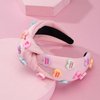 Valentine's Day Heart Candy Embellished Pink Headband Conversation Love Heart Charm Knotted Headband Non Slip Wide Top Knot Fashion Hairband Hair Accessories Party Gift for Women (pink)