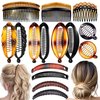 SHEHARUHI 18 Pieces Banana Hair Clips Classic French Hair Comb Set Fishtail Plastic Twist Hair Clip Ponytail Accessories for Women Girls, 9 Styles