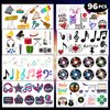 Generic Music Temporary Tattoos Birthday Party Supplies Favors Decorations Super Cute 96PCS Fake Tattoos Stickers for Boys Girls School Classroom Rewards Gifts Ideal Halloween