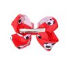 Jeffan 2 Pieces Soccer Hair Clips, 4inch Sports Hair Bow, Grosgrain Ribbon Bow Hair Accessories for Girl Player School Team Football Birthday Party (Red, 2 Count)