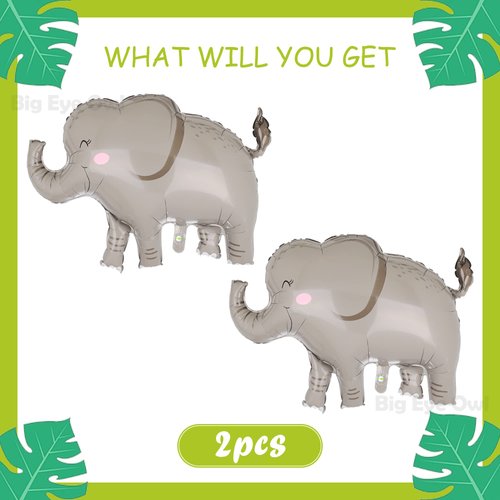 Elephant Foil Balloons Big Jungle Safari Animal Birthday Party Decorations Giant Safari Balloon For Boy Wild One Theme Zoo Gender Reveal Decor Gray