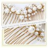 YBSHIN Bride Wedding Hair Comb Gold Pearl Hair Pieces Crystal Bridal Side Combs Hair Accessories for Women and Girls (Pack of 2)