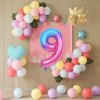 Rainbow Starry Number 9 Balloon,40 Inch Giant Number Balloon & Mini Crown Balloon for Birthday Balloons Party Decorations,Girl 9th Birthday Party Decorations,Foil Mylar Birthday Digital Balloon