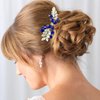 PRETTYLIFE Crystal Bride Wedding Hair Comb Silver Vine Bridal Hair Accessories Party Prom Hair Piece for Women and Girls (#2 - Blue)