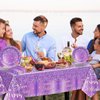 98 Pieces Purple Silver Birthday Party Decorations Purple Birthday Party Tablecloths Touchdown Happy Birthday Party Tableware Sets for Girls Women Silver Glitter Birthday Party Supplies
