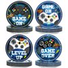 CHUNNIN 48PCS Video Game Party Paper Plates Video Games Themed Birthday Party Supplies for Boys Gamer Kids 7" Blue Gaming Controller Dessert Plates Disposable for Video Game Party Decorations