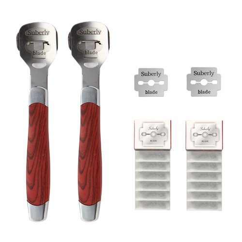2 Pack Pedicure Callus Shaver Set - Stainless Steel Foot File Callus Remover with 20pcs Blades and Plastic Handle,Foot Care Pedicure,Foot Callus Shaver Hard Skin Remover