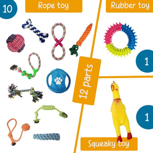 SAFLOGA 12 Dog Toys Pack Puppy Toy Bundle, Dog Rope Toys, Pack Puppy Chew Toys, Assorted Tough Rope, Toys for Small to Medium Dogs, Puppy Toys to Keep Them Busy, Puppy Teething Toys Dog Toy Bundle.