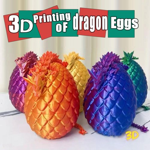 Brotumn 3D Printed Dragon Egg,Crystal Dragon Egg Fidget Toys,Flexible Joints Full Articulated Dragon with Egg,Executive Desk Toys for ADHD, Autism, Relief Anxiety