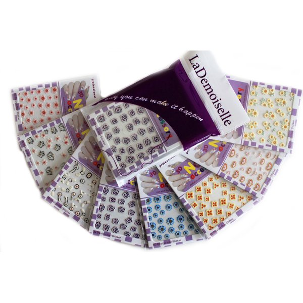 Pretty Flowers Nail Art 3D Stickers Decals, 8-Pack/III-8/