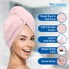KEEPOZ Hair Towel Wrap Quick Dry 100% Cotton Super Absorbent Turban Head Wrap for Women with Button, Non Microfiber Anti Frizz Hair Products, Hair Cap for Curly, Long & Thick Hair (Pink, 1 Pc)