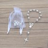 Baptism Favors (24PCS) Mini Rosaries simulated pearl Beads with Sivler Plated Accents - Reduerdos Mini rosarios/Recuerditos De Bautismo - First Holy Communion - Wedding