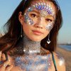 MEICOLY Gold and Clear White Face Body Glitter Set,Gold Face Glitter Gel,Singer Concerts Festival Rave Accessories,Sparkling Sequins Glitter Face Paint for Women and Kids,Chunky Glitter Makeup