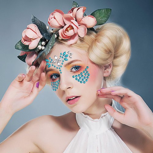 Generic 5 Pcs Crystal Tattoos Eyes Face Jewels Stickers Women Rhinestones Gems Temporary Tattoos Halloween Festival Rave Party Decorations Accessories