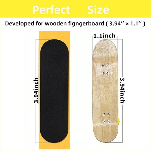 ACFELLE 12Pcs Pre Cut Grip Tape for Fingerboards, 100mm*28mm One Step Install Pro Finger-Skateboard Foam Adhesive Stickers (12pcs)