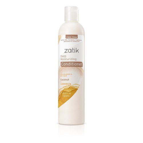 Zatik Naturals - Deep Moisturizing Conditioner - Coconut & Calendula, for Colored, Dry damaged Hair, Bio-degradable, pH Balanced, Vegan, FREE FROM EDTA, PEG, Parabens, fragrances, 10.8 fl oz, 320ml