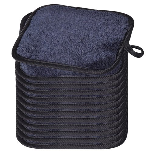 BloomSesame Makeup Remover Cloths for Face, Eye, Lips - Reusable Face Cleansing Cloth Microfiber Makeup Remover Pads 5 x 5 inch 12 Pack (purplish blue)