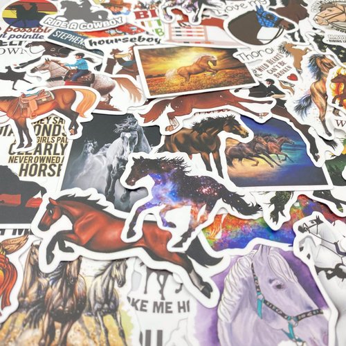 AOWDIAO 100 Pieces Horse Stickers, Horse Riding Stickers Pack for Water Bottle, Laptop, Car, Luggage, Horse Gifts for Girls Women Kids