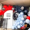 Race Car Balloons Arch Garland Kit 148PCS Red Blue Black Checkered Flag Foil Balloon Racing Car Theme Two Fast 2nd Birthday Party Supplies for Boys