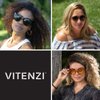 VITENZI Bifocal Sunglasses with Readers for Women, Oversized Butterfly Cat Eye Reader, Barletta in Black 1.50
