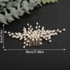 Teyglen Wedding Hair Comb Bridal Pearl Hair Comb with Rhinestone Vintage Pearl Headpieces Handmade Gold Silver Pearl Beads Crystal Hair Pieces Hair Accessories for Women Bride Girls (Silver)
