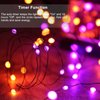 iBaycon 2 Pack 50 LED Battery Halloween Lights, 16.4ft Battery Operated Halloween Lights, Orange Purple Waterproof Twinkle Fairy Lights with 8 Modes & Timer for Indoor Outdoor Halloween Decorations