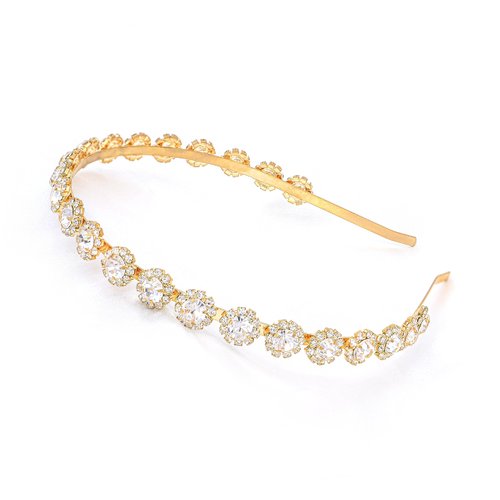 Ammei Headpiece Bridal Headpiece Wedding Headband with Crystal and Hair Accessories (Gold)