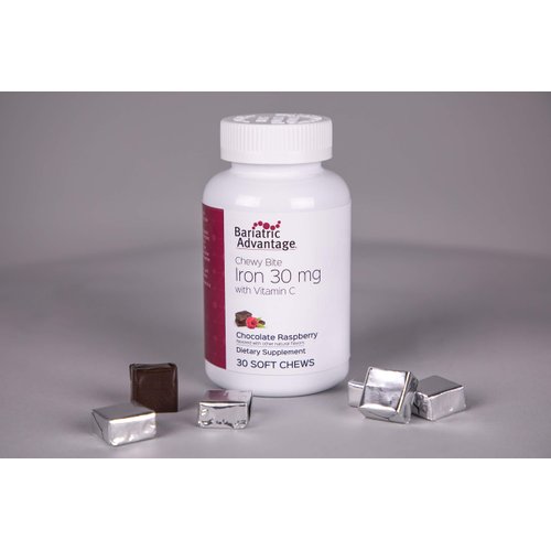 Bariatric Advantage Iron Chewy Bite Chocolate Raspberry Truffle (30 mg iron, 60 mg vitamin c) 30 count