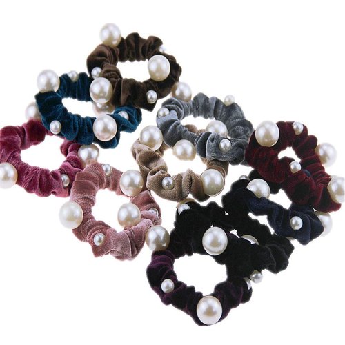 Numblartd 9 Pcs Fashion Artificial Pearl Elastic Hair Band Rope Hair Circle - Women Ponytail Holder Hair Ties Hair Ring Scrunchie Headdress Hair Accessories