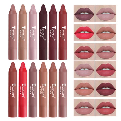 Agrifilm Matte Velvet Lipstick Lip Crayon Nourishing Non-Stick Cup Lip Stain Lip Gloss,Long-lasting Waterproof Lip Stick Lip Makeup for Women (4)