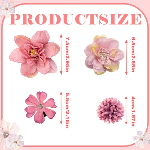 ELANE Hair Clips for Women and Girls - 24 Pcs Floral Accessories with Small Flower Details