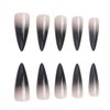 SINHOT Stiletto Press on Nails Extra Long Fake Nails with Glue Glossy False Nails with Black Gradient Designs Full Cover Almond Acrylic Nails 24pcs
