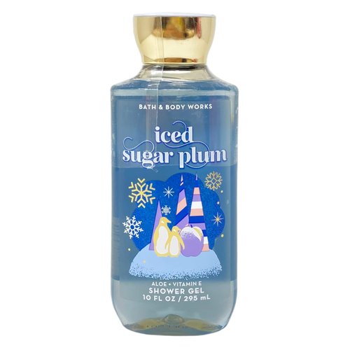 Bath & Body Works Iced Sugar Plum 3 Pack Shower Gel Set with a Natural Oats Sample Soap