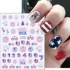8Pcs 4th of July Nail Stickers USA Statue of Liberty Flag Star Fireworks Bow Nail Design Decals Patriotic Star Nail Art Stickers 3D Independence Day Nail Decals for Memorial Day DIY Nail Decoration