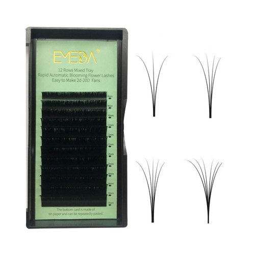 EMEDA Self Fanning Eyelash Extensions 0.07mm D Curl 15mm Fast Automatic Blooming Flower Easy Volume Fan Lashes 2D~10D Easy Fanning Volume Lashes (0.07 D 15mm Length)