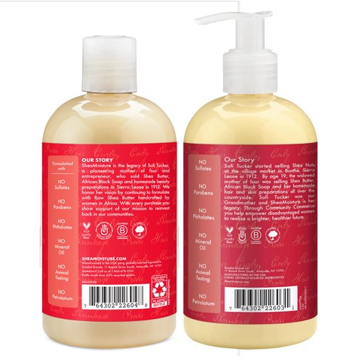 Shea Moisture Curly Hair Shampoo and Conditioner Set for Women with Red Palm Oil & Cocoa Butter - Sulfate-free Hair Care, 13 Oz (2 Piece)