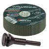 Weiler 56089 Die Grinder Cut-Off Wheel and Mandrel Kit Including 56490 Mandrel and 3-Inch x 1/16" Wolverine T1 Thin Wheels, A36T, 3/8" AH (1 Mandrel and 10 Cutting Discs)