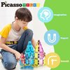 PicassoTiles Magnet Tile Building Blocks 48 Piece Travel Sized Playset with Windows and Clip-on Doors Construction Stacking Magnetic Tiles Block Learning Educational STEM Toy Boys Girls Age 3+ PTM48