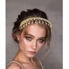 Barode Rhinestone Head Chain Tassel Forehead Bridal Headband Elastic Crystal Hair Band Prom Headpieces for Women (AB Gold, Free size)