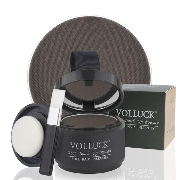 VOLLUCK Root Touch Up Hair Powder Root Cover Up Hairline Shadow Powder Stick, Root Touch Up for Thinning Hair for Women and Men, Bald Spots, Eyebrows, Beard Line, Dark-Brown