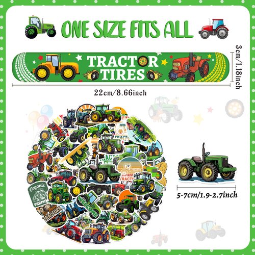 74PCS Tractor Party Favors 24PCS Tractor Slap Bracelets 50PCS Tractor Stickers Tractor Party Supplies Tractor Supply Tractor Party Gifts Decorations for Kids Girls Boys Gifts Classroom School Prizes