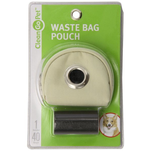 Clean Go Pet Waste Bag Pouch for Dogs and Cats, Khaki