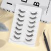 Biounce Wispy Natural Faux Mink Cat Eye False Eyelashes 3D Vegan 7 Pairs Full Strip Clear Band (BO22-2), Black